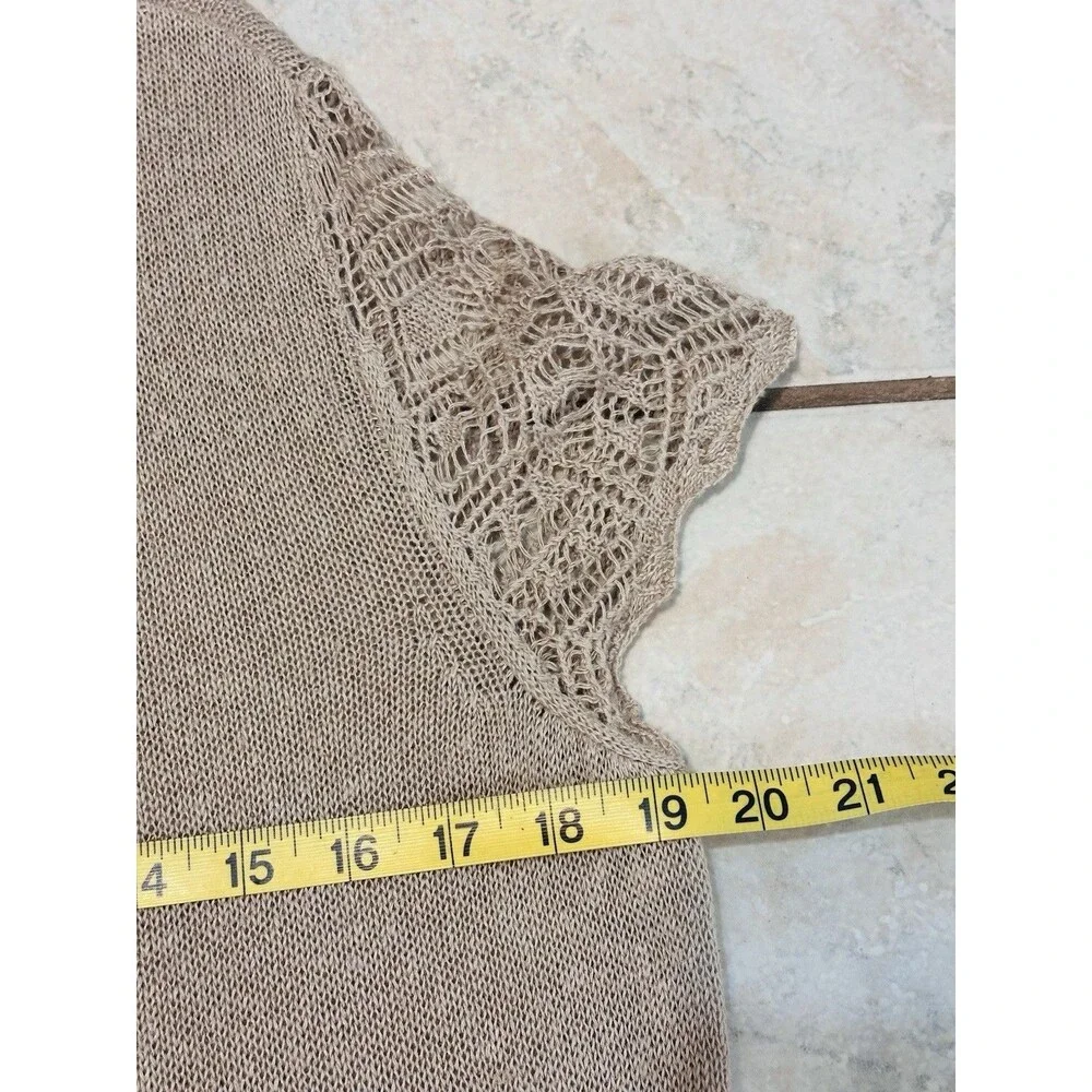 Chico's Women Size 2 (US L) Linen Blend Layered Hem Cardigan Timeless Essential